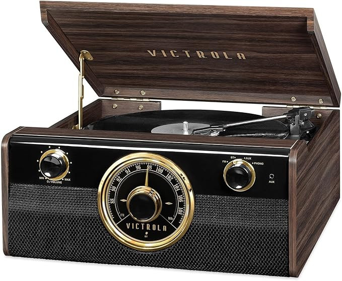 Victrola Metropolitan Mid Century 4-in-1 Bluetooth Record Player & Multimedia Center with Built-i... | Amazon (US)