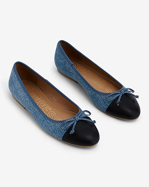 Denim Round Toe Ballet Flats | Express