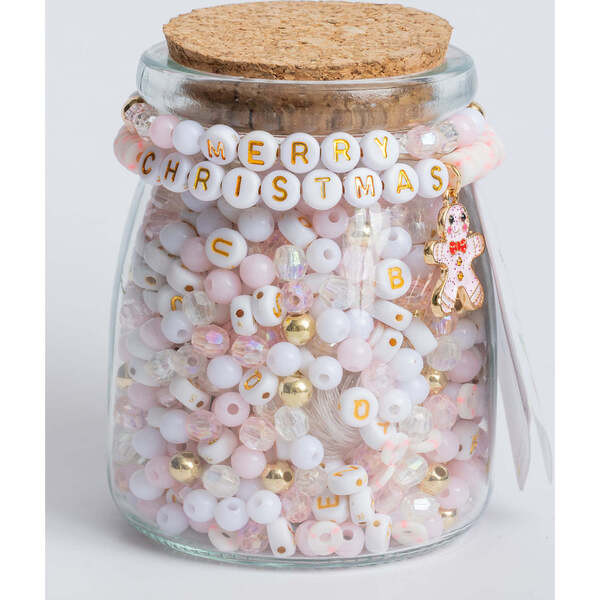 Pastel Pink Merry Christmas Gingerbread Charm DIY Bead Jar | Maisonette