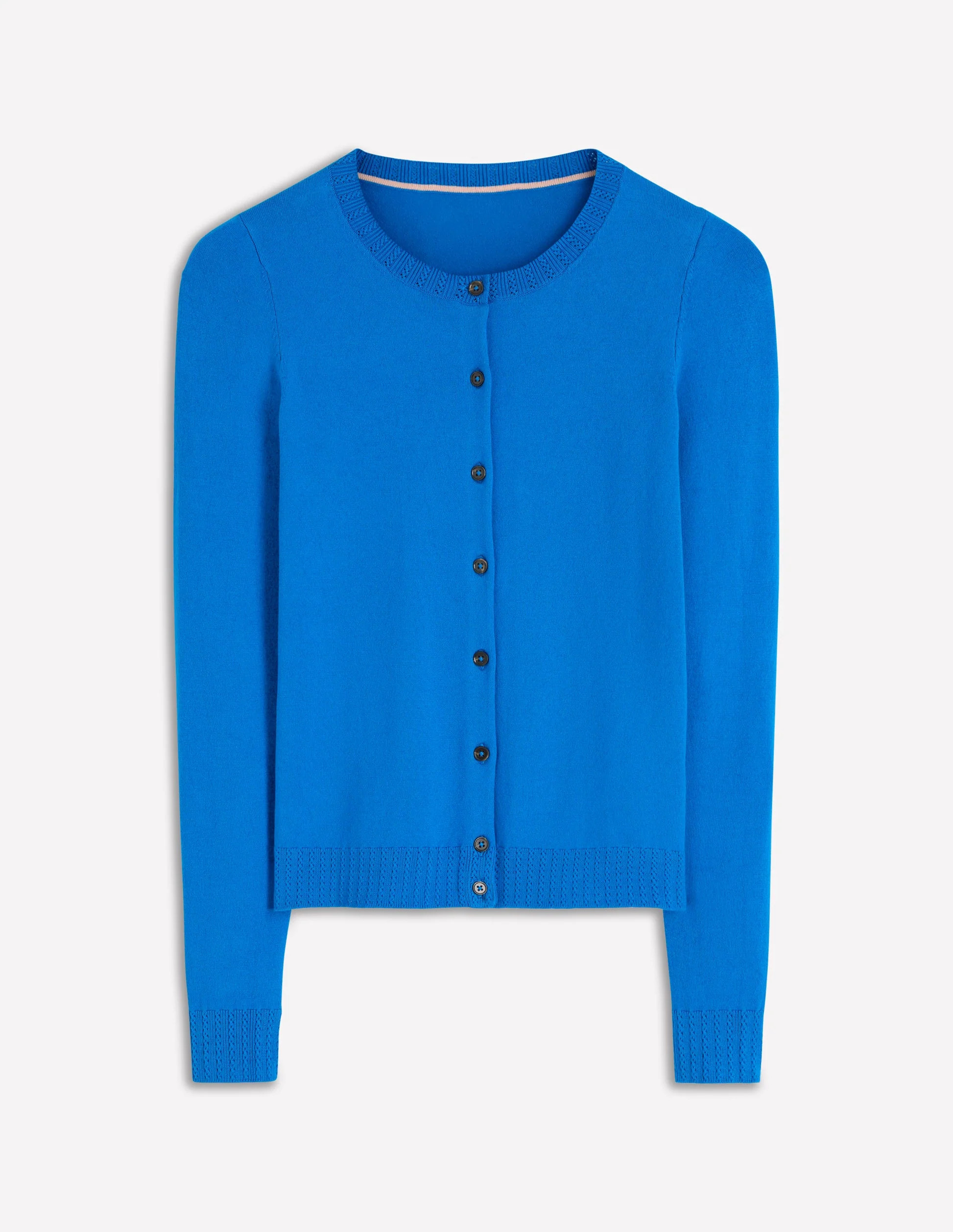 Emilia Cotton Crew Cardigan-Kingfisher Blue | Boden (US)