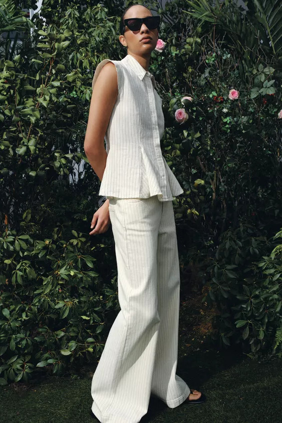 ZW COLLECTION HIGH-WAIST STRIPED WIDE-LEG JEANS | Zara UK