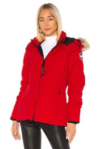Canada Goose Chelsea Parka with Removable Fur Ruff in Red from Revolve.com | Revolve Clothing (Global)
