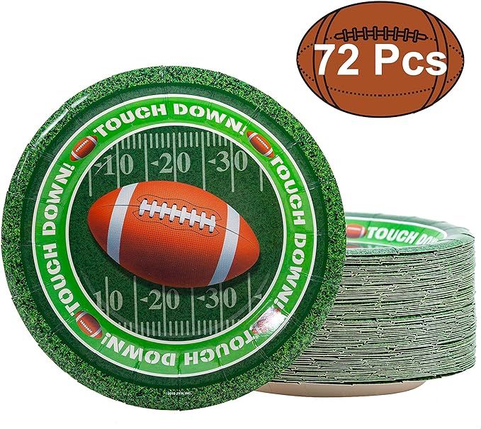 JOYIN 72 Pieces Touchdown Football Paper Plates Football Game Day Party Accessory Supplies (9 Inc... | Amazon (US)