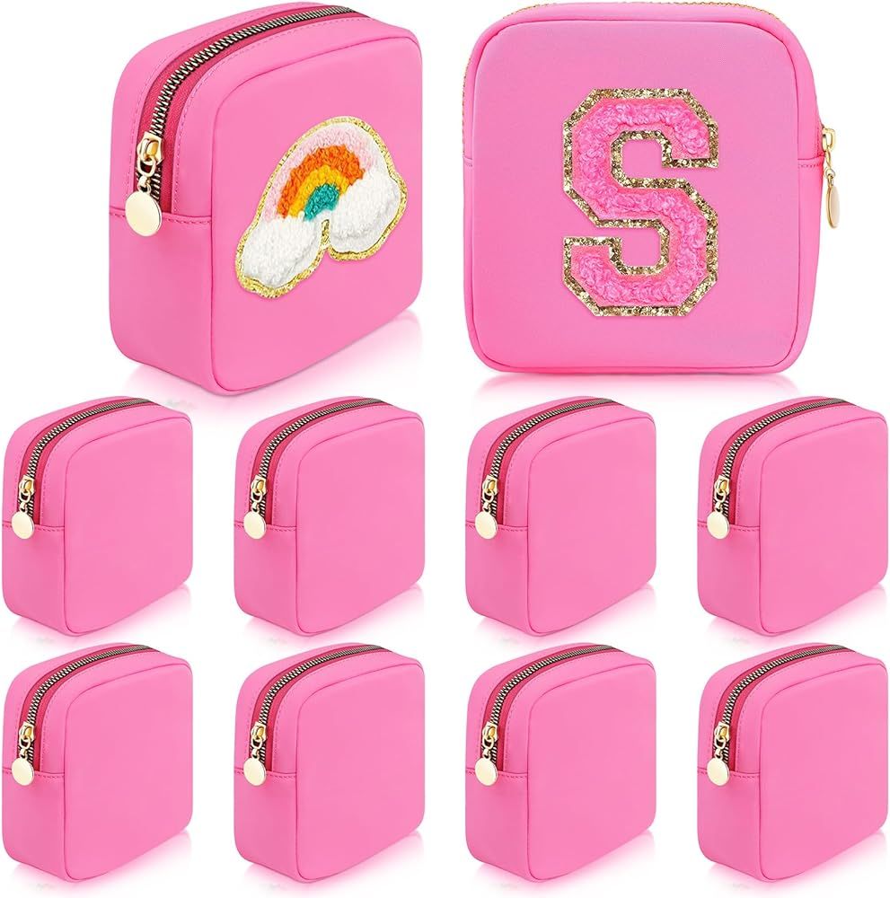 9 Pcs Nylon Cosmetic Bag for Purse Preppy Makeup Bags Mini Cosmetic Zipper Pouch Purse Organizer ... | Amazon (US)