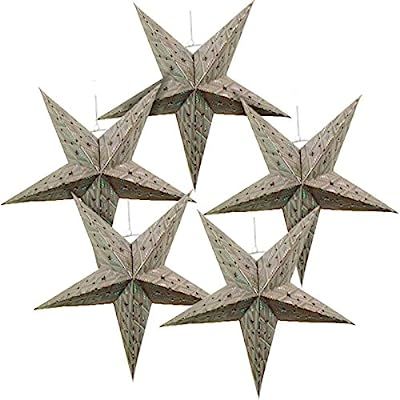 Just Artifacts Decorative Star Shaped Paper Lantern (11inch, Silver, Set of 5) | Amazon (US)