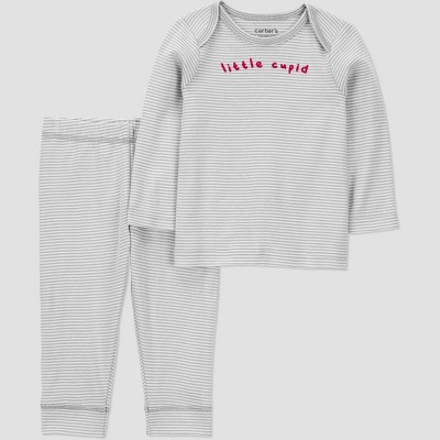 Carter's Just one you® Baby Boys' 2pc Valentines Day Little Cupid Striped Sweater and Pants Set - Gray 3M | Target