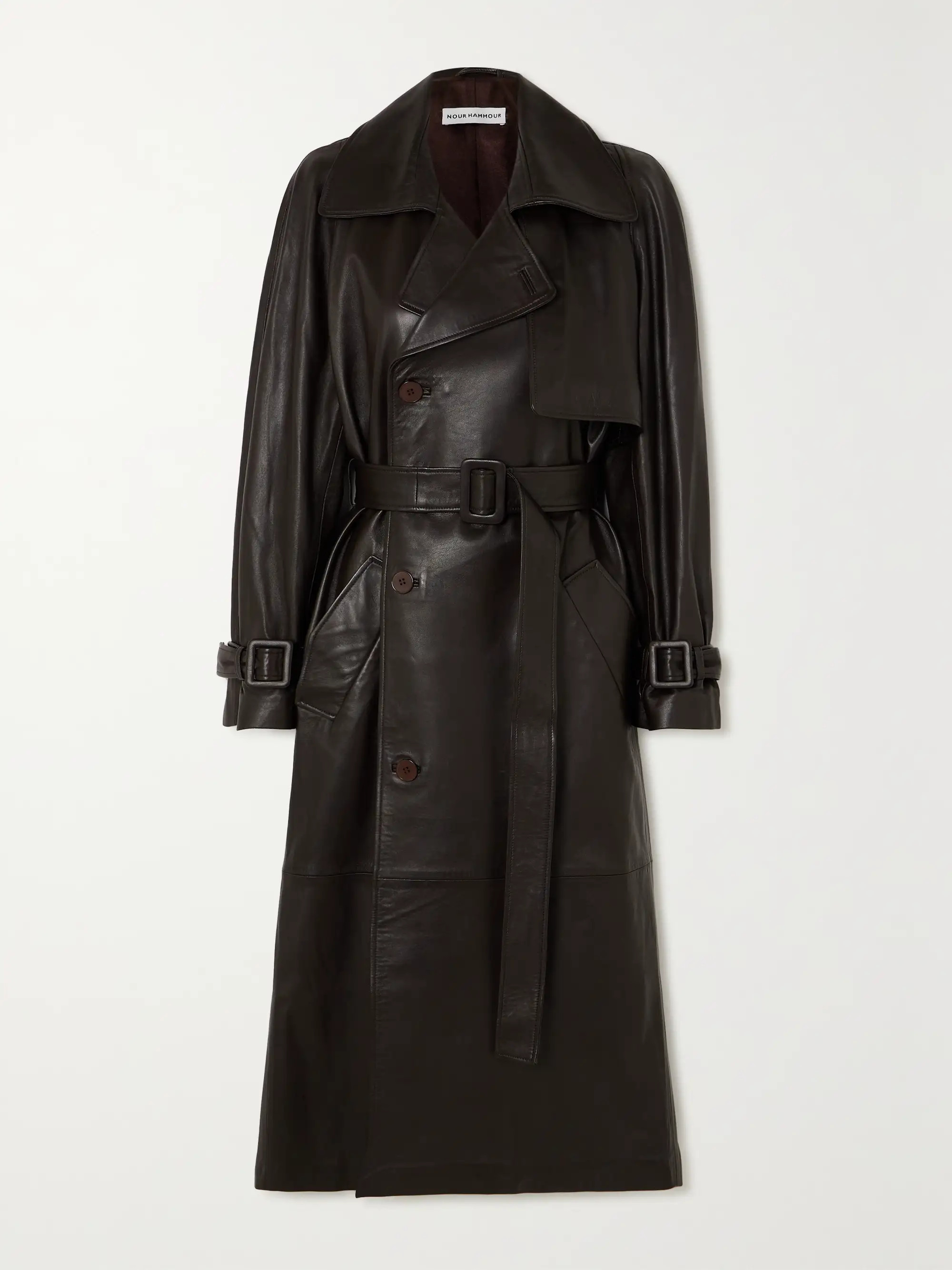 + NET SUSTAIN Henri belted leather trench coat | NET-A-PORTER (US)