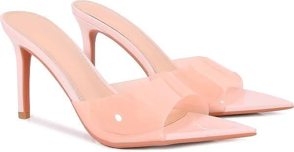 Women'S Clear Pointed Open Toe Stiletto Heel Slide Sandals Fashion Sexy Slip On Transparent Strap... | Amazon (US)