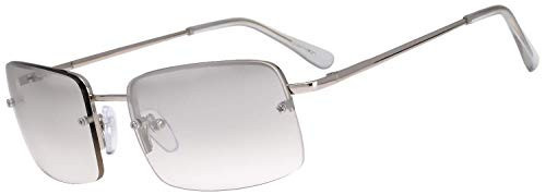 The Fresh Minimalist Small Rectangular Sunglasses Clear Eyewear Spring Hinge - Gift Box Package (307-Silver, Clear, 57) | Amazon (US)