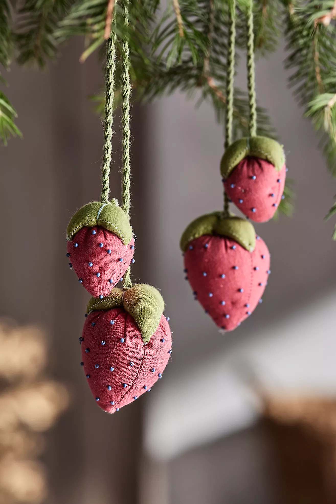 Strawberry Pair Ornaments, Set of 2 | Anthropologie (US)