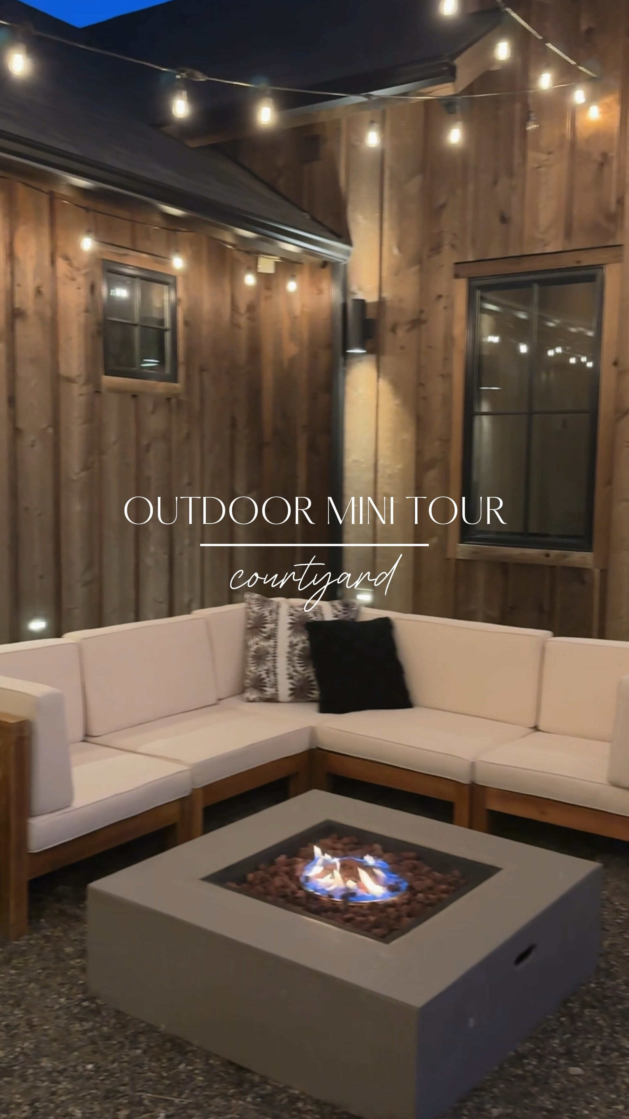 Welcome to our courtyard at night! This is my favorite spot for wine and girls night!

This couch and firepit is one of my favorite spots, and this big egg chair is SO COZY!

Comment shop for all the links to this space!

#courtyard #patio #outdoordesign #landscapingdesign #patiodesign #patiofurniture #patiodecor #outdoorinspiration #patioinspiration #firepit #girlsnight

#LTKVideo #LTKHome
