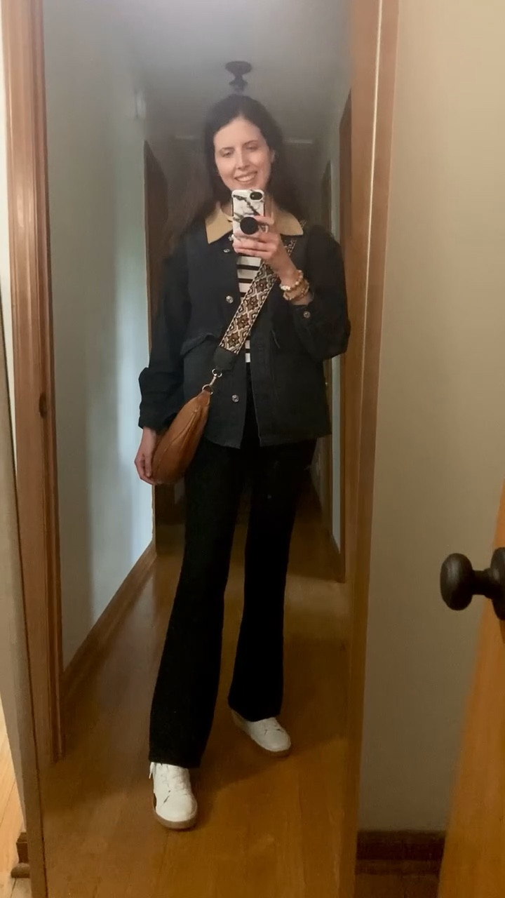 Barn coat ootd, flare leggings, cozy wfh outfit

#LTKootd #LTKSeasonal #LTKFindsUnder100