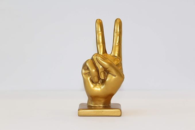 eladitems Peace Sign Hand Symbol Sculpture Gold | Amazon (US)