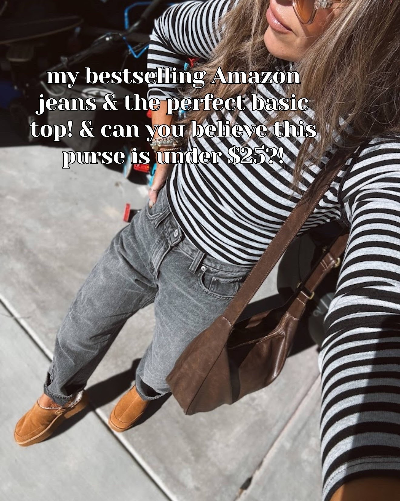 My bestselling Amazon jeans & the perfect basic top! & can you believe this purse is under $25?!

#LTKootd