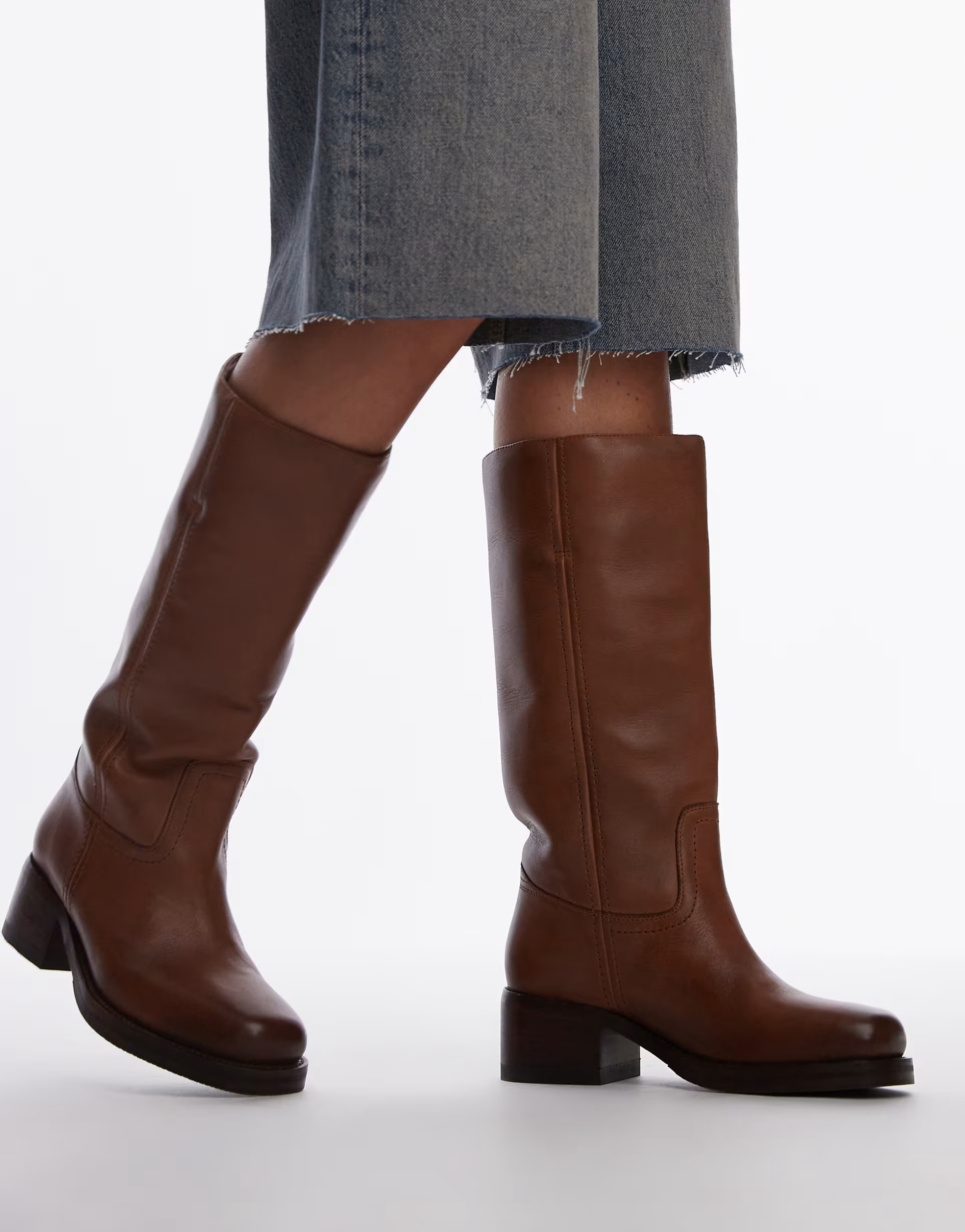 Bronx – Kyley – Kniehohe Stiefel aus Vintage-Leder in Cognac-Braun | ASOS | ASOS (Global)