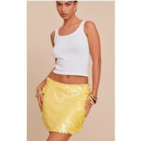 Lemon Premium Large Shell Sequin Mini Skirt | PrettyLittleThing US