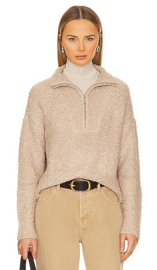 Annika Half Zip Sweater in Light Beige | Revolve Clothing (Global)
