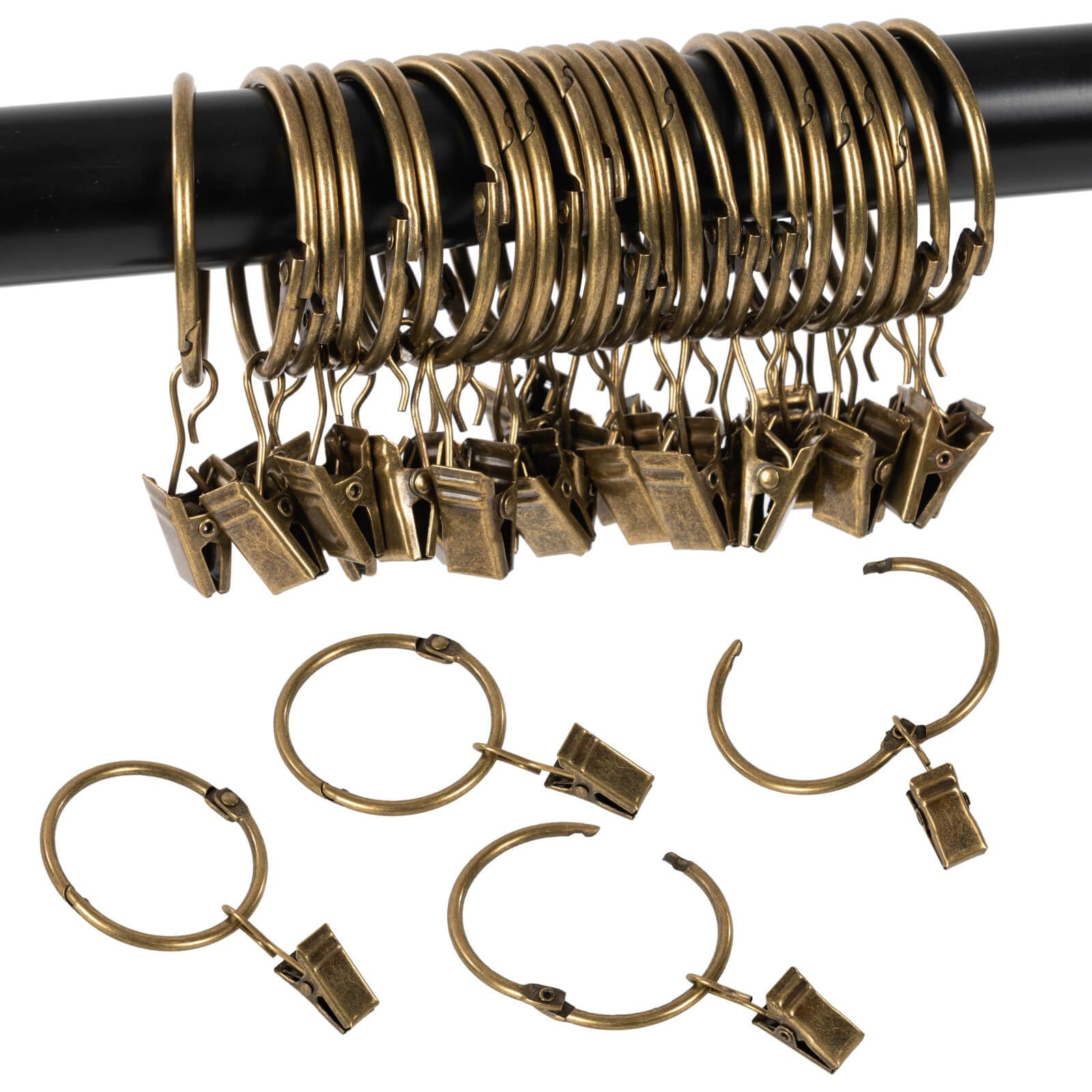 Openable Curtain Rings with Clips,1inch Inner Diameter,Heavy Duty Rustproof Metal Decorative Vint... | Amazon (US)