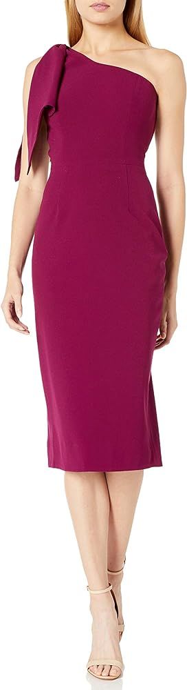 Dress the Population Women's Tiffany One Shoulder Bow Detail Midi Sheath Dress | Amazon (US)