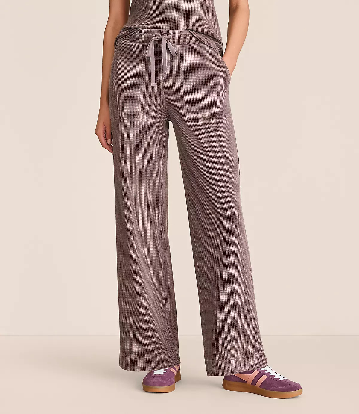 Lou & Grey Garment Dyed Waffle Wide Leg Pants | LOFT
