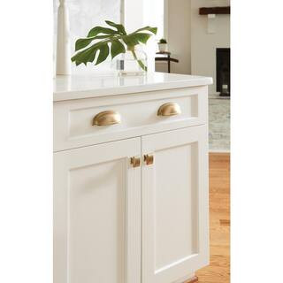 Ashby 4 in (102 mm) & 3 in (76 mm) Center-to-Center Golden Champagne Cabinet Cup Pull | The Home Depot