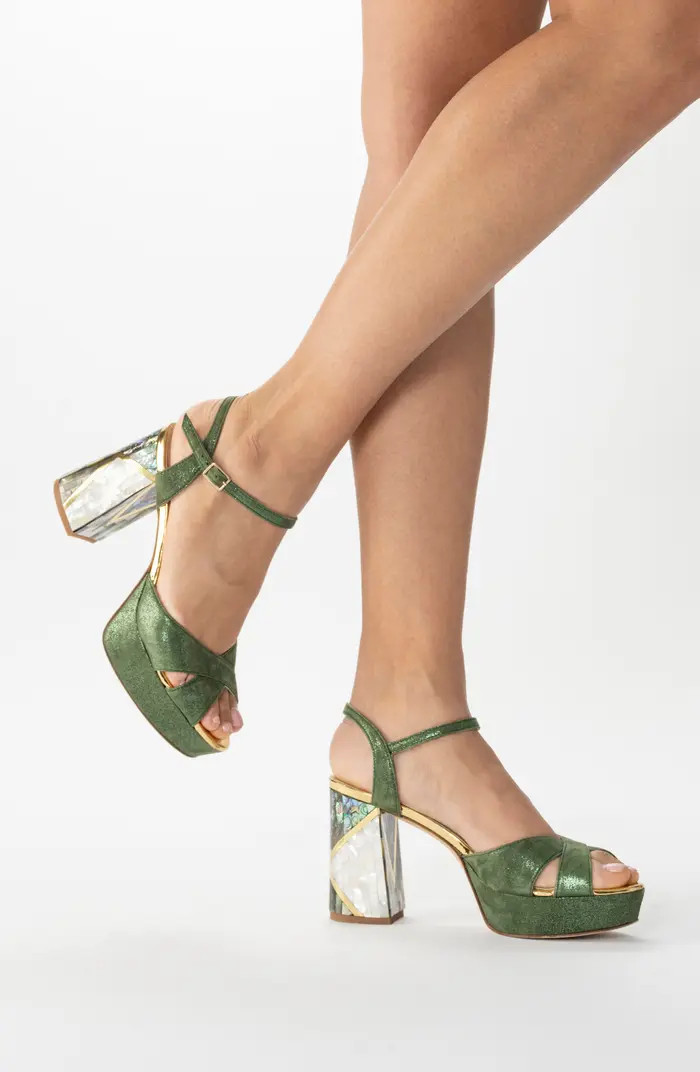Zahra Verde Ankle Strap Pearl Heel Sandal | Nordstrom