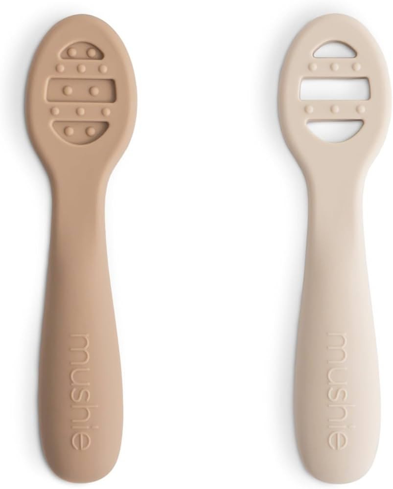 mushie Silicone First Feeding Baby Spoons | 2 Pack (Natural/Shifting Sand) | Amazon (US)