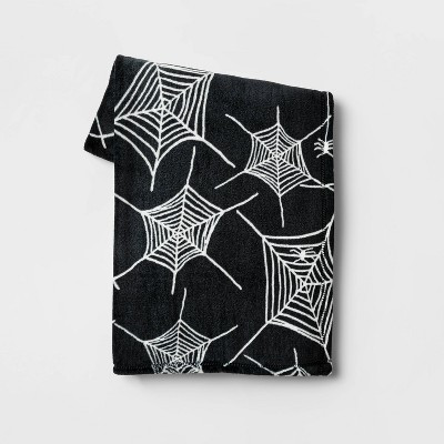 Spider Web Printed Plush Throw Blanket Black/Ivory - Hyde & EEK! Boutique™ | Target