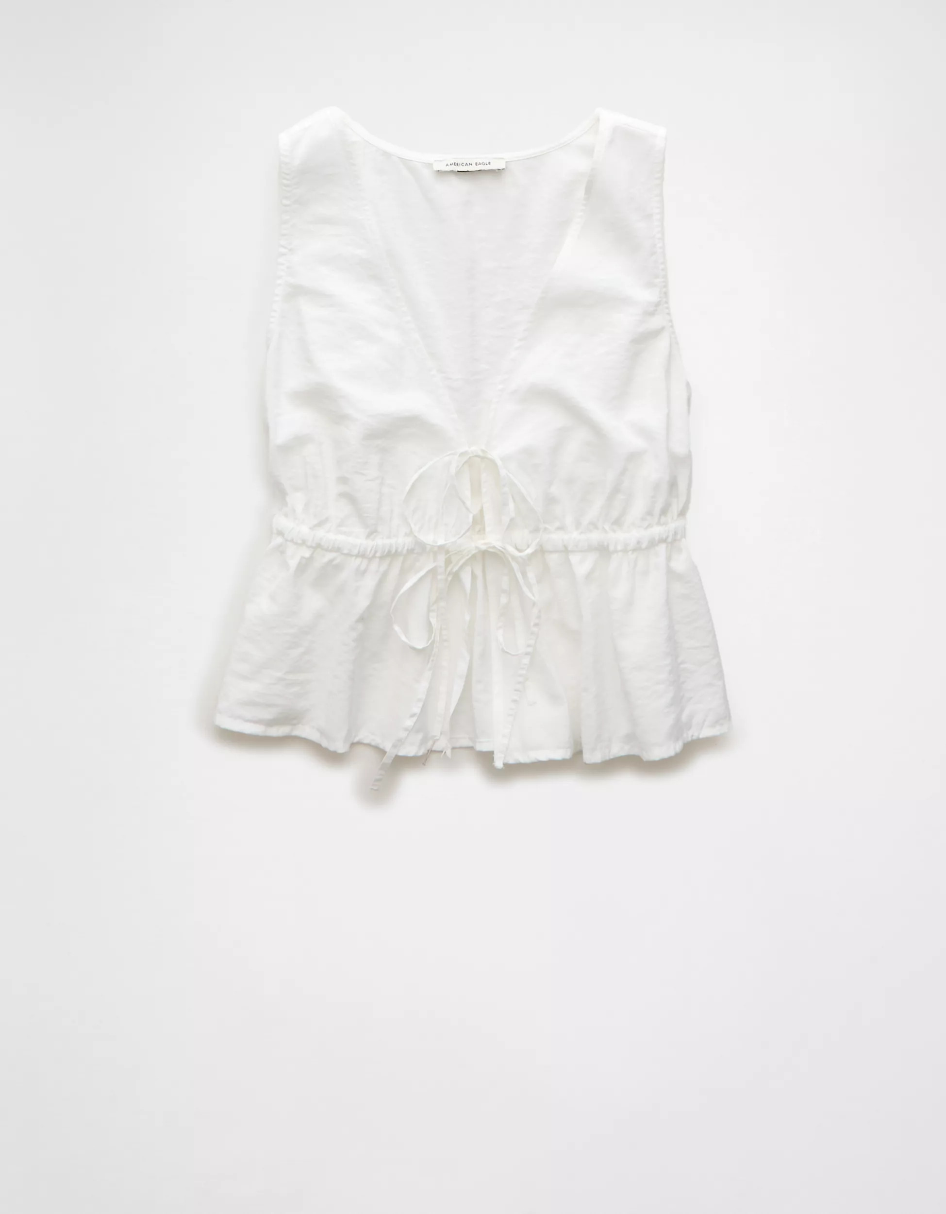 AE Cropped Tie Front Flyaway Tank Top | American Eagle Outfitters (US & CA)