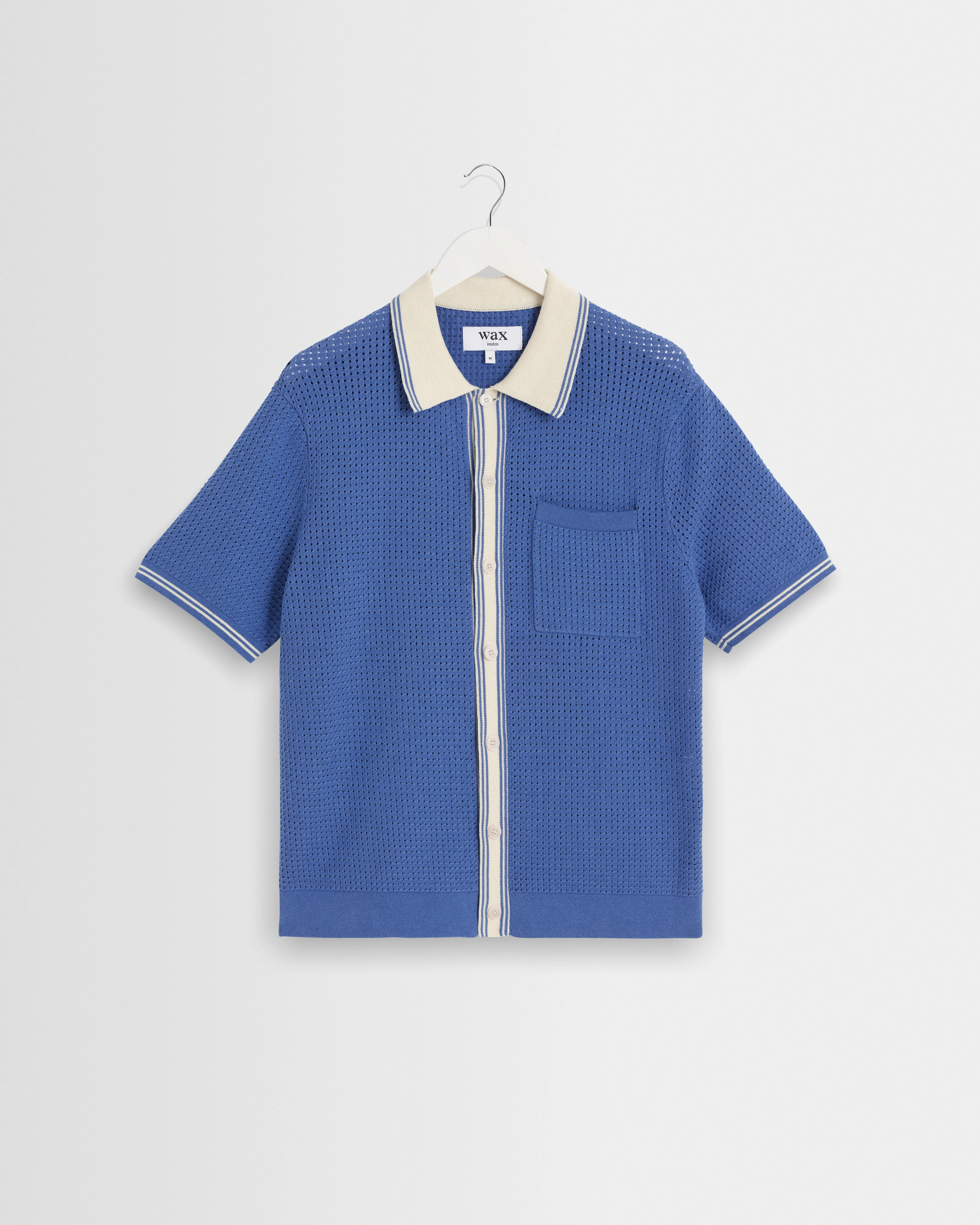 Belle - Blue Tipped Pointelle Polo Shirt | Wax London US
