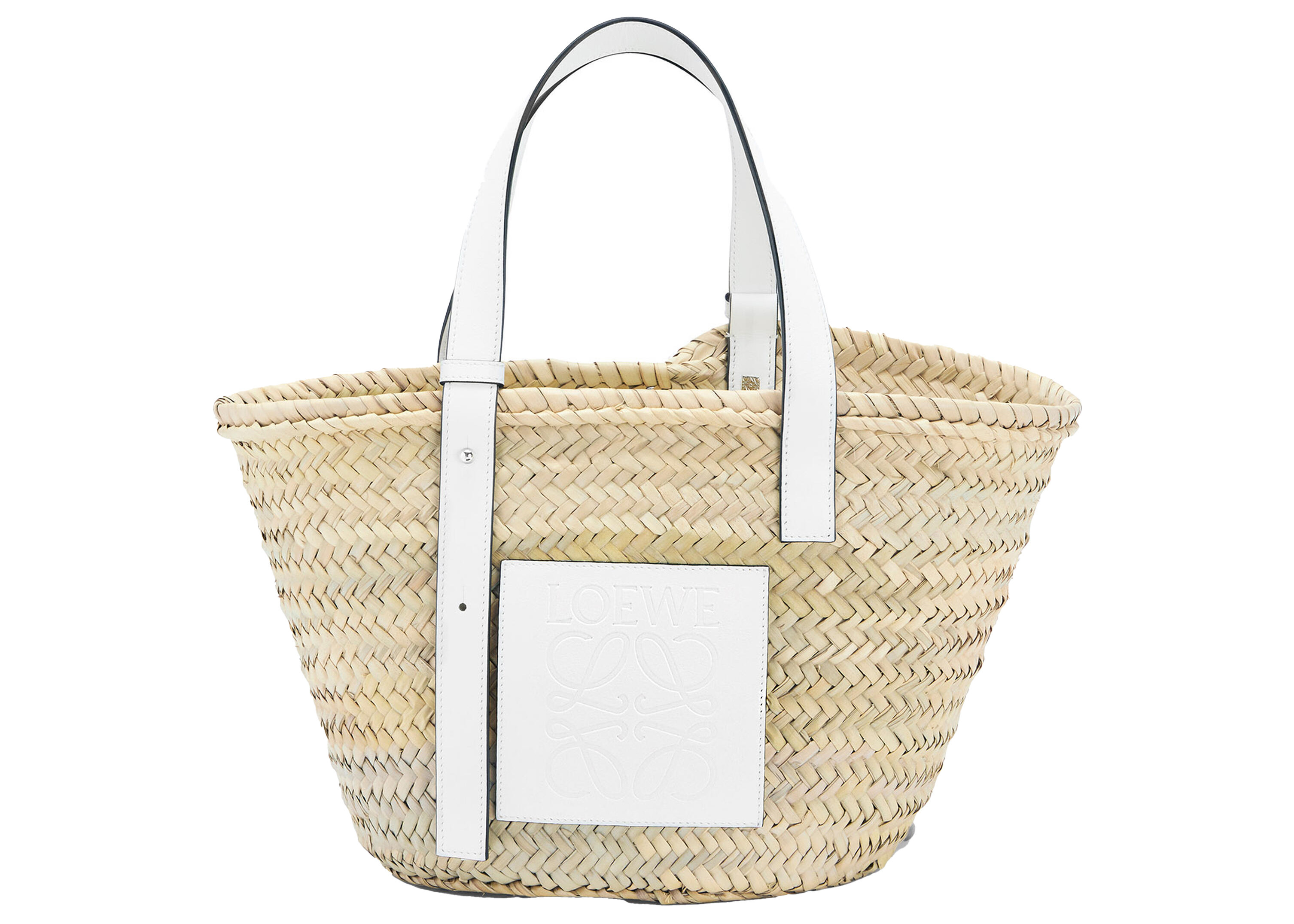 LOEWE Basket Bag in Palm Leaf and Calfskin Natural/White | StockX