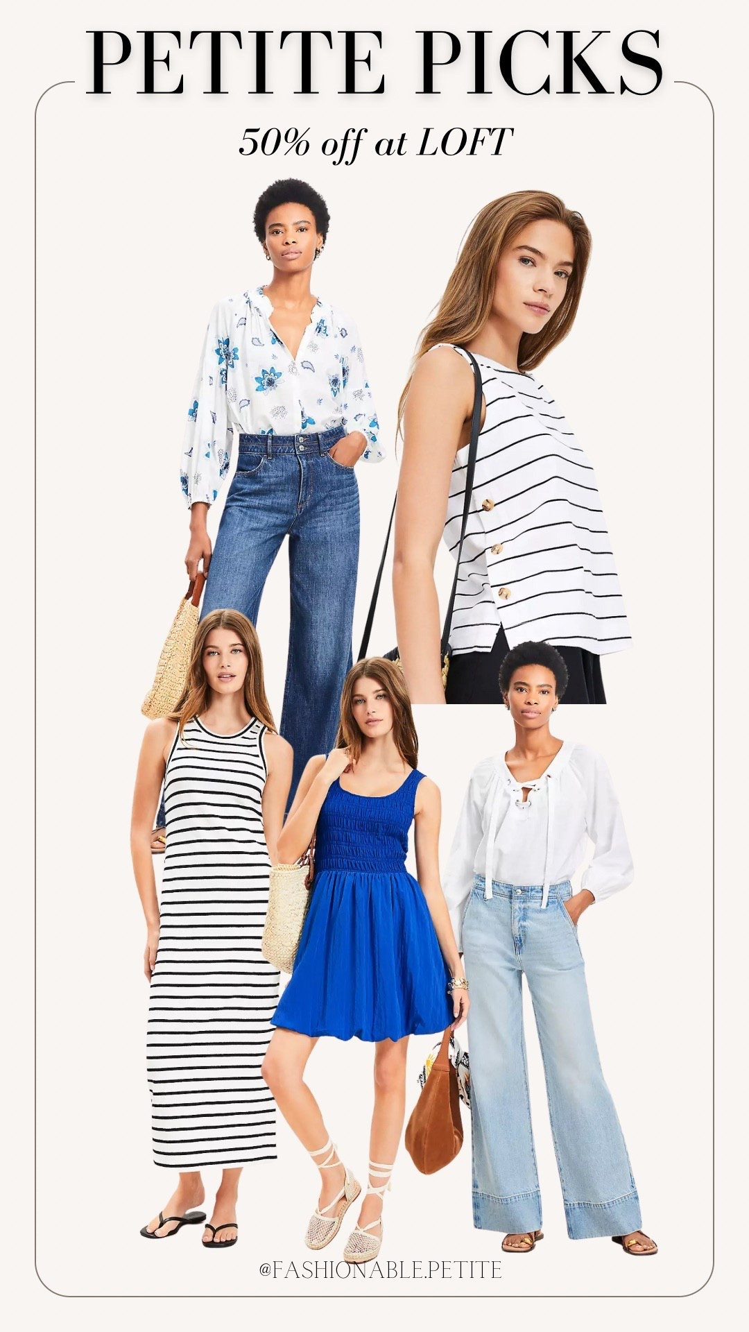 Petite outfits from LOFT!
Wide leg jeans and I love the bright blue bubble hemmed dress for the Fourth of July!
Summer outfit, petite outfit, petite fashion, petite jeans 

#LTKPetite #LTKFindsUnder100 #LTKSaleAlert