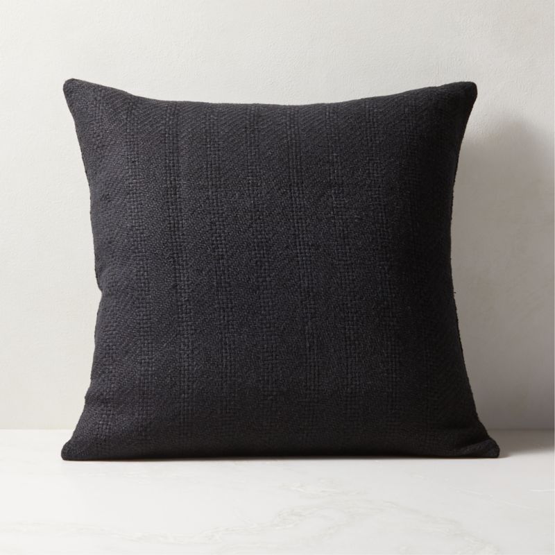 20" Constance Black Pillow with Down-Alternative Insert | CB2 | CB2
