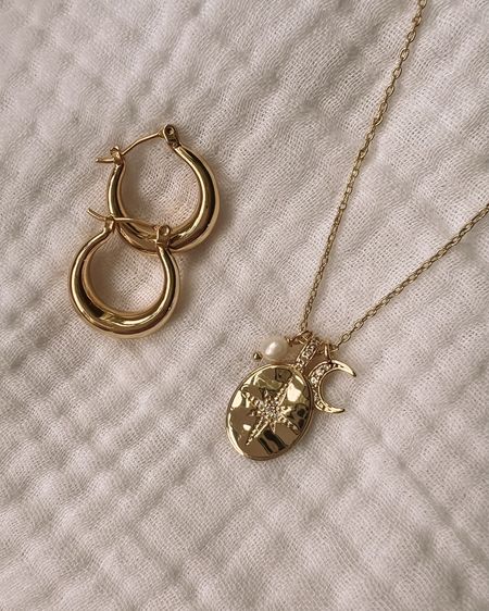 Amazon chunky gold hoop earrings and gold charm necklace 

Affordable everyday jewelry, Mother’s Day gift ideas, spring accessories 

#LTKfindsunder50 #LTKstyletip
