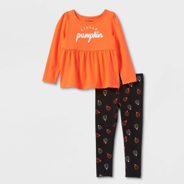 Toddler Girls' 'Little Pumpkin' Long Sleeve Top and Leggings Set - Cat & Jack™ Orange | Target
