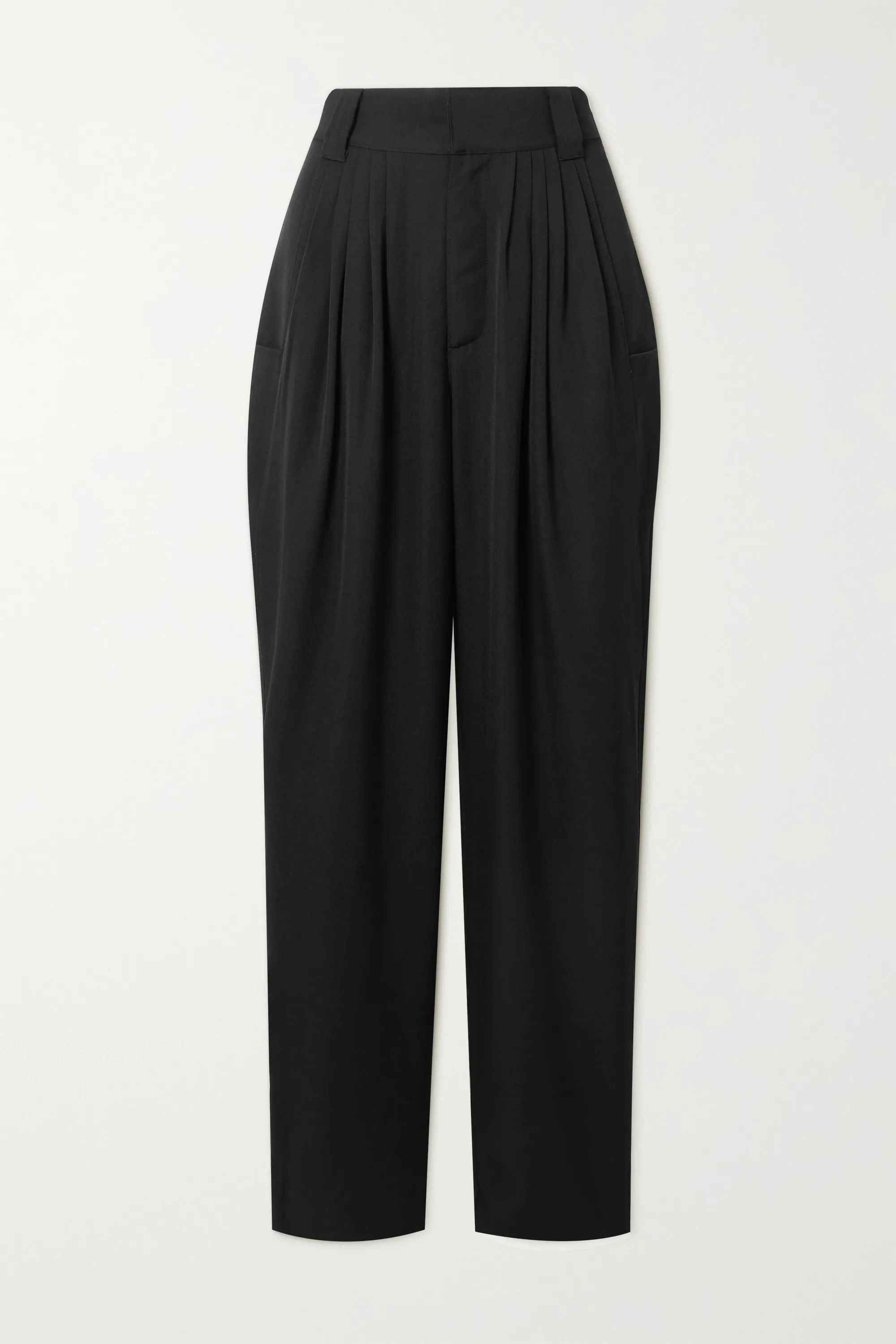 Black Pleated wool tapered pants | Alessandra Rich | NET-A-PORTER | NET-A-PORTER (US)