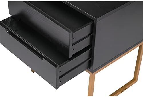 Black Gold Nightstand with 2 Drawers, Side Table Bedside Table Place Lamps and Drinks, End Table for | Amazon (US)
