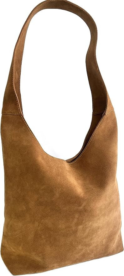 Women suede Boho bag tote, shoulder shopper bag with zipper and pockets, handmade Bohemian hippie... | Amazon (US)