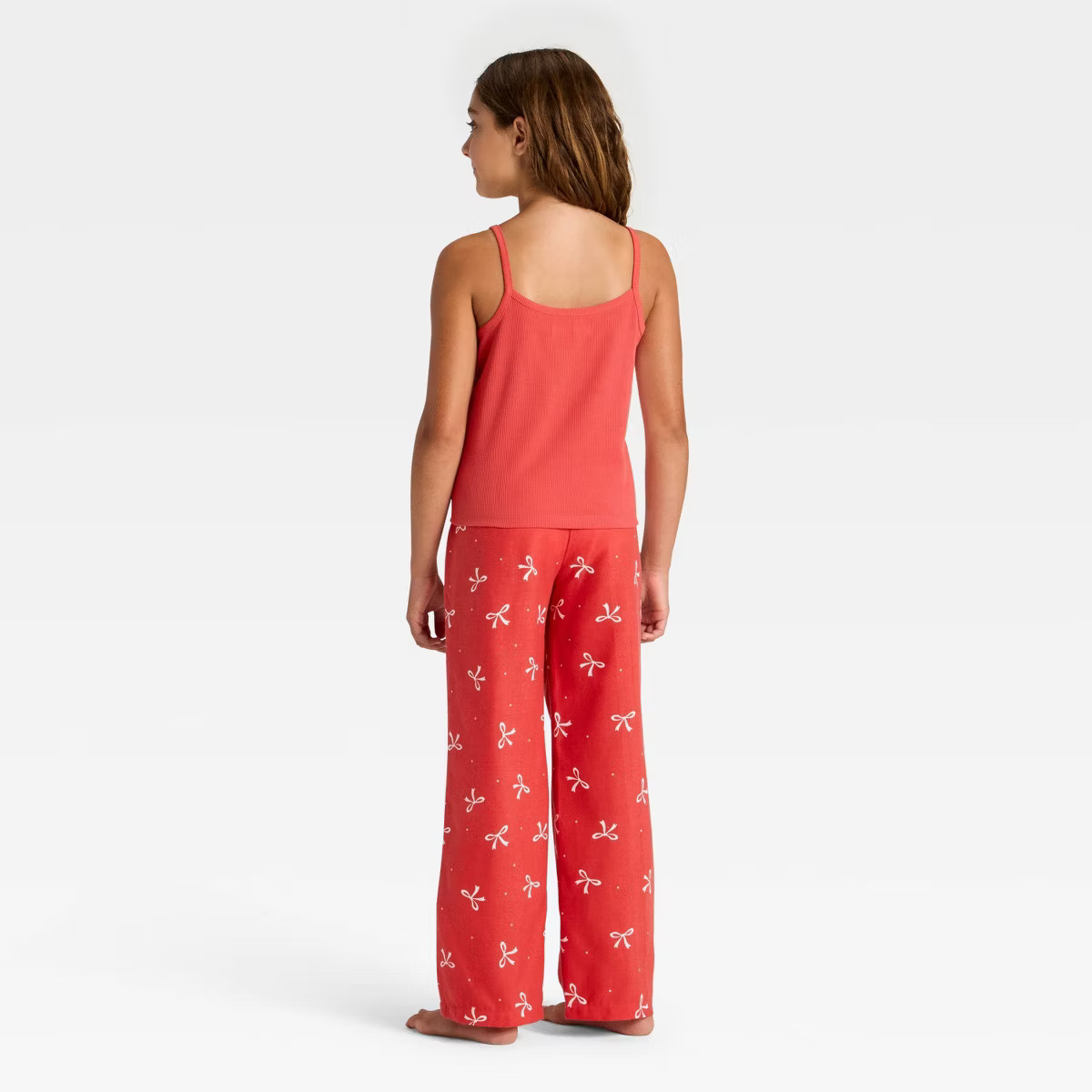 Girls' 2pc Merry Bows Christmas Tank Top and Pants Pajama Set - Red | Target