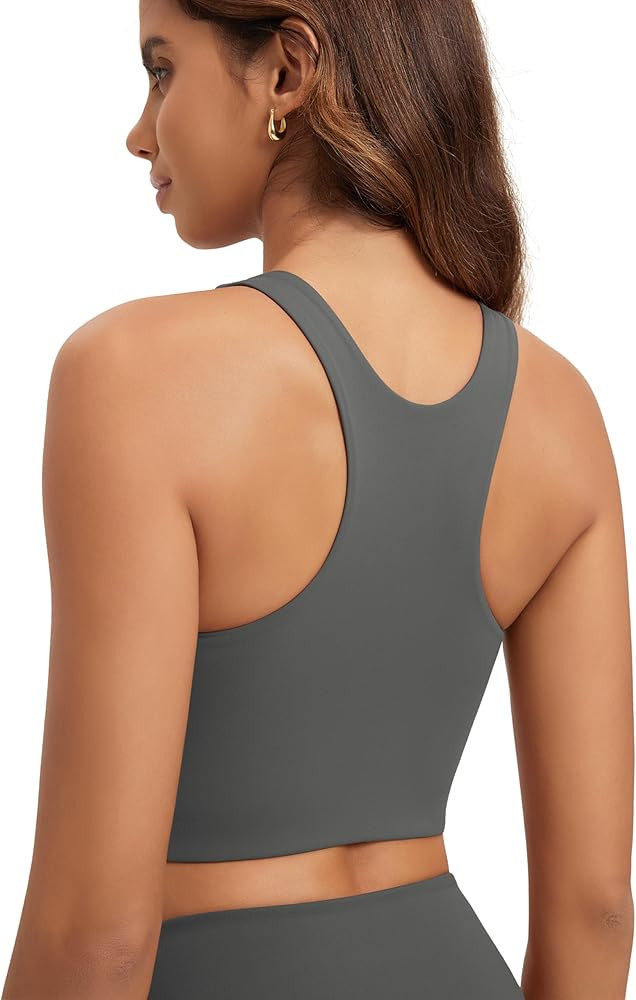 ODODOS Racerback Tank Bra for Women High Neck Non Padded Medium Support Sports Bra Workout Yoga C... | Amazon (US)