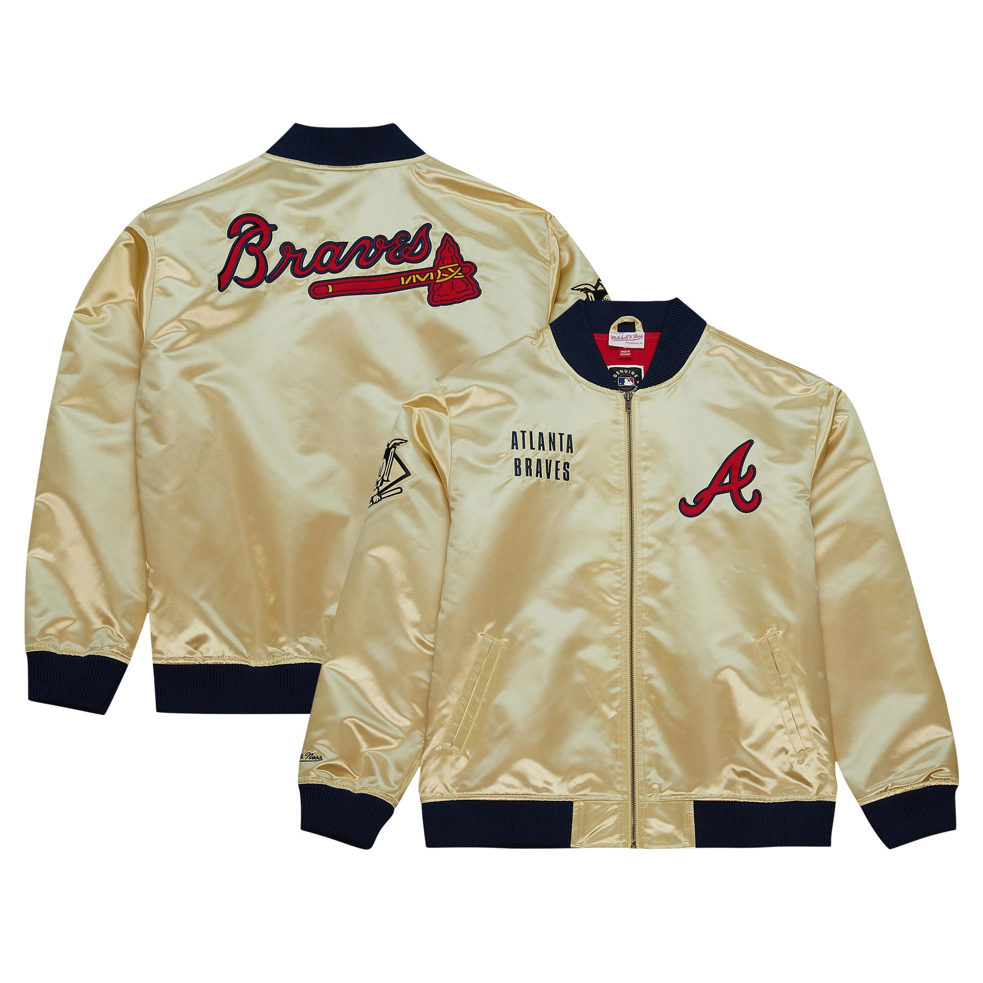 Men's Atlanta Braves Mitchell & Ness Gold OG 2.0 Lightweight Satin Full-Zip Jacket | MLB Shop