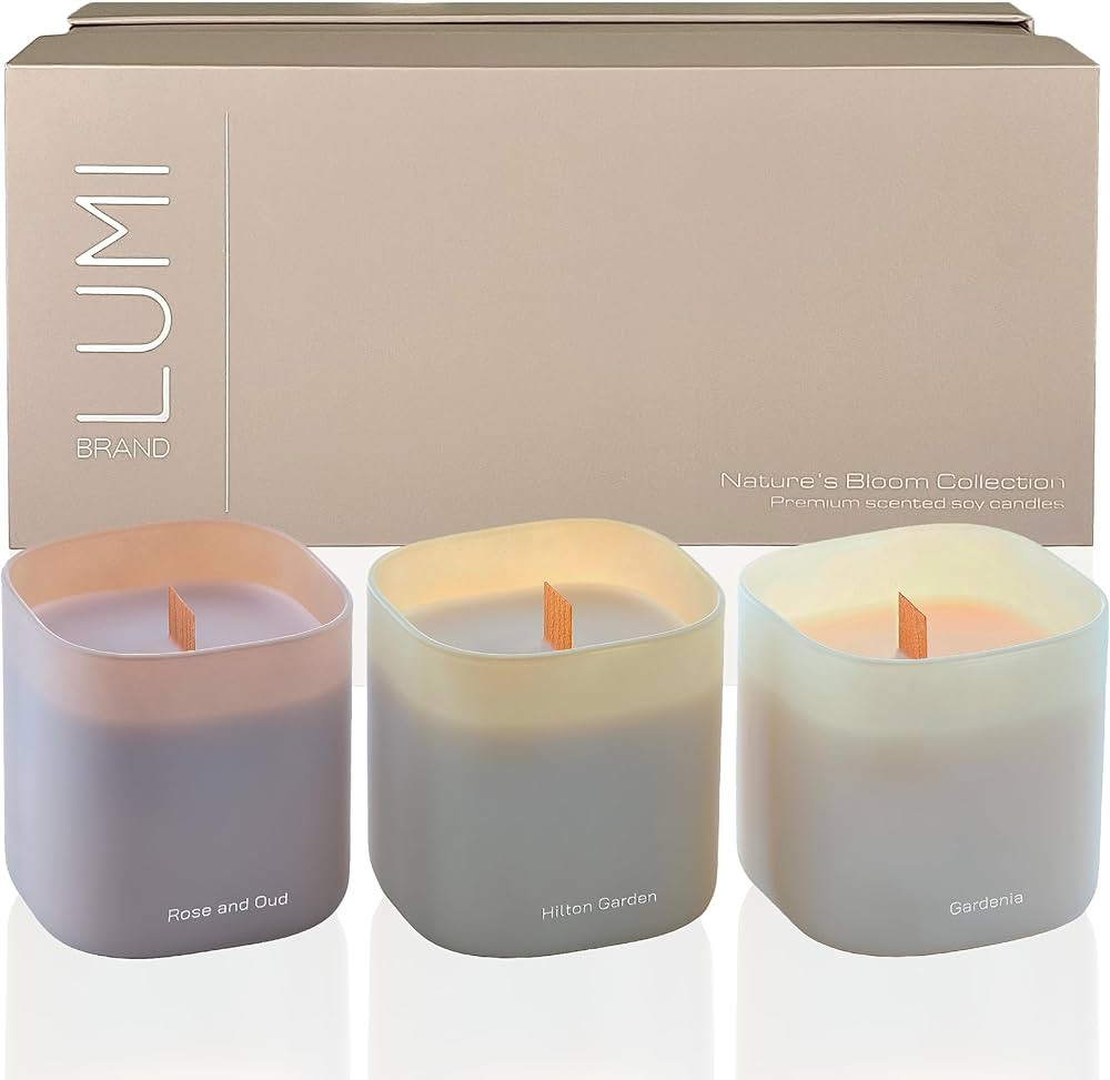 Set of 3 Scented Soy Candles Gift Set | Nature's Bloom Collection | 3 Scented Candles - Gardenia,... | Amazon (US)
