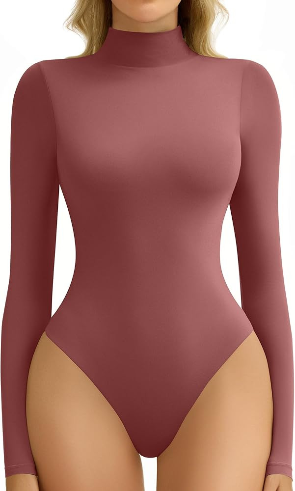 Avidlove Bodysuits for Women High Neck Long Sleeve Body Suits Snap Closure Double Lined Mock Neck... | Amazon (US)