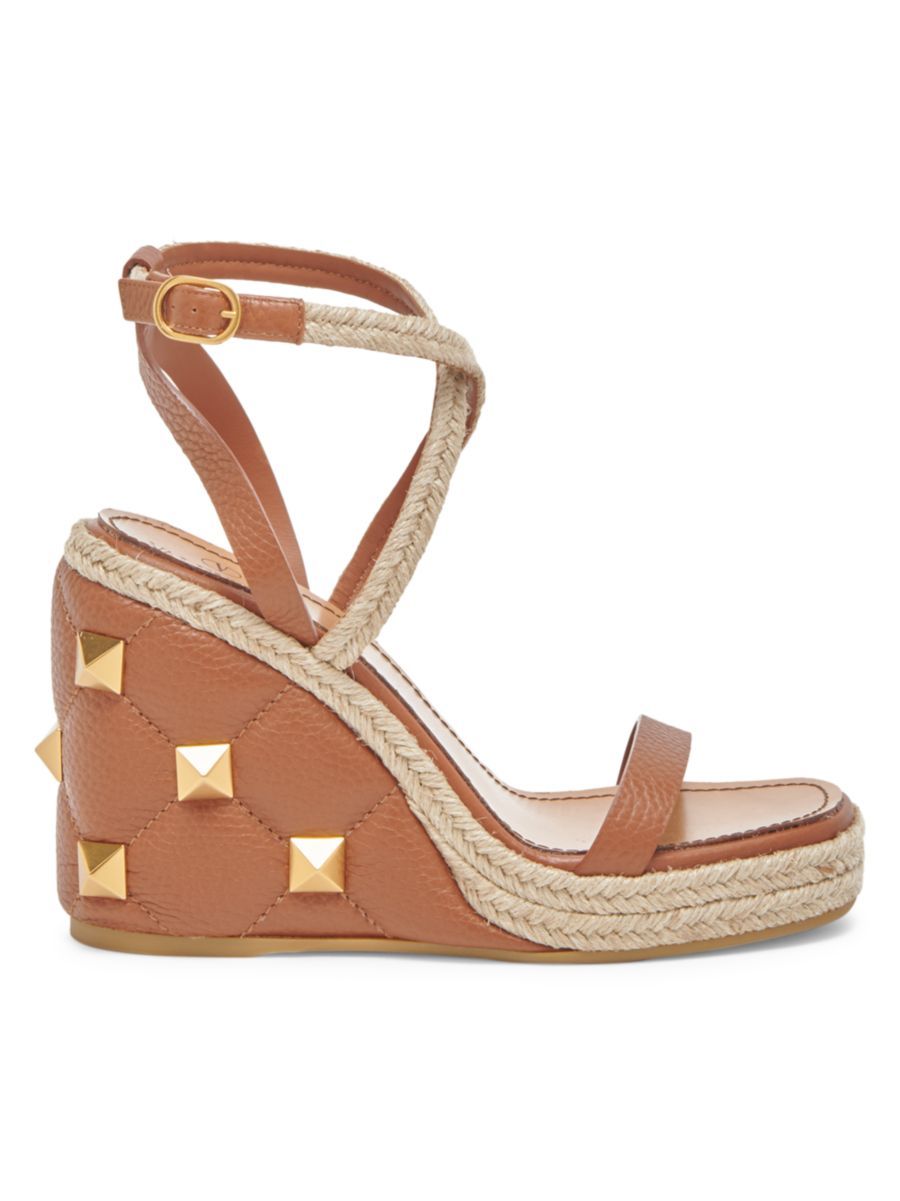 Roman Rockstud Quilted Leather Wedges | Saks Fifth Avenue