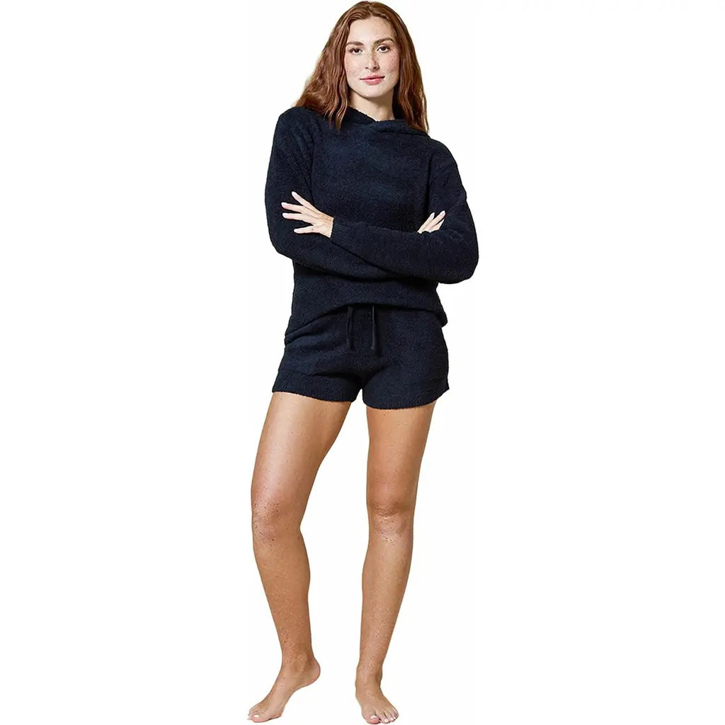 Softies Solid Marshmallow Hoodie Short Set in Black at Nordstrom, Size Medium | Nordstrom