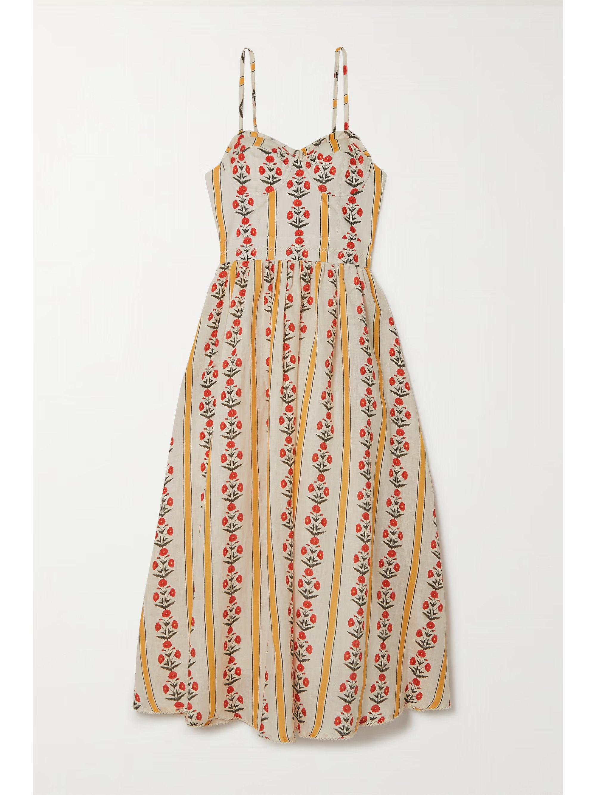Acacia floral-print linen midi dress | NET-A-PORTER (US)