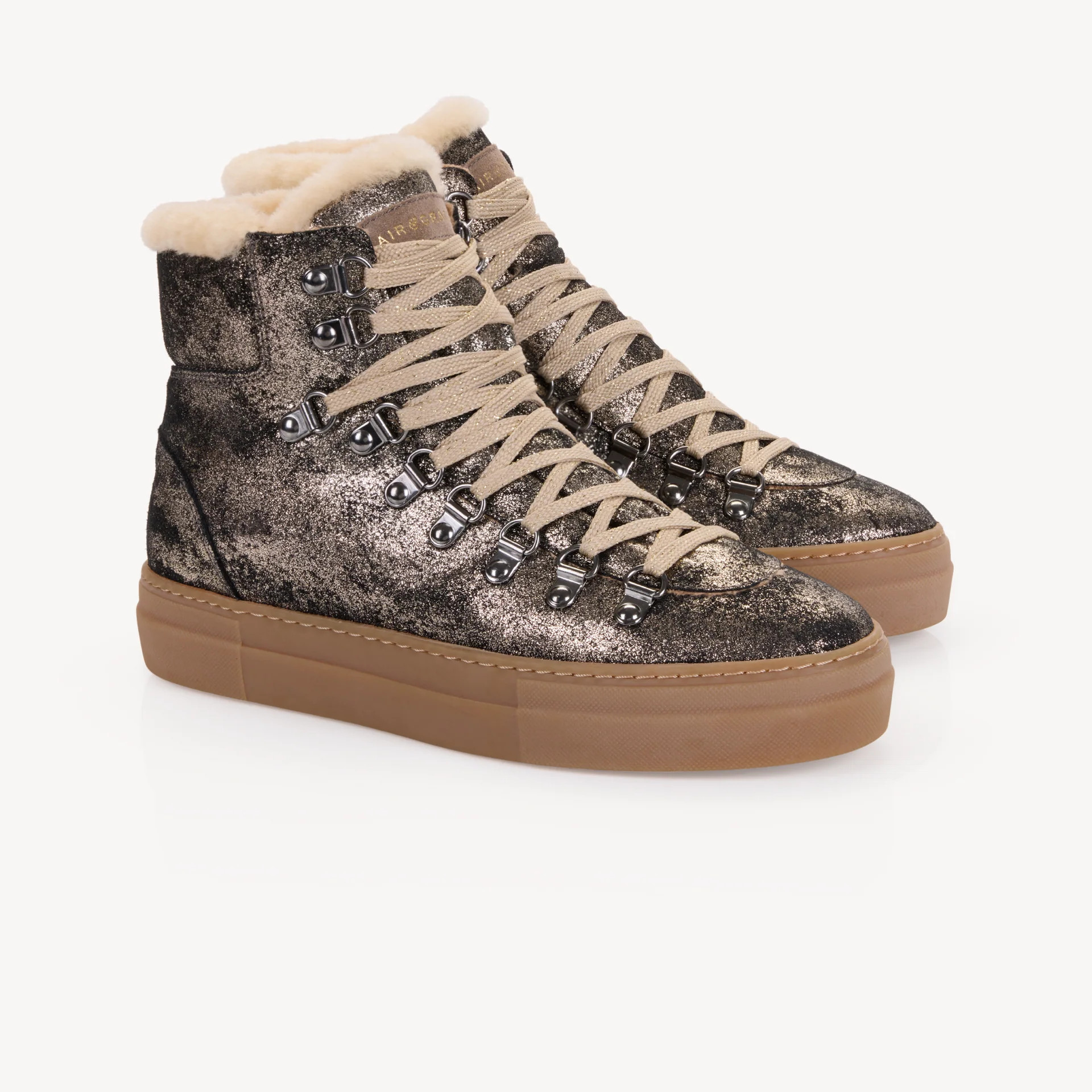 Camino: Vintage Gold Suede and Shearling Boots | Air & Grace