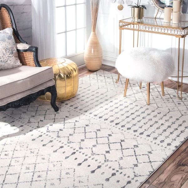 The Curated Nomad Ashbury Ivory/ Grey Moroccan Geometric Beads Area Rug - 9' x 12' | Bed Bath & Beyond