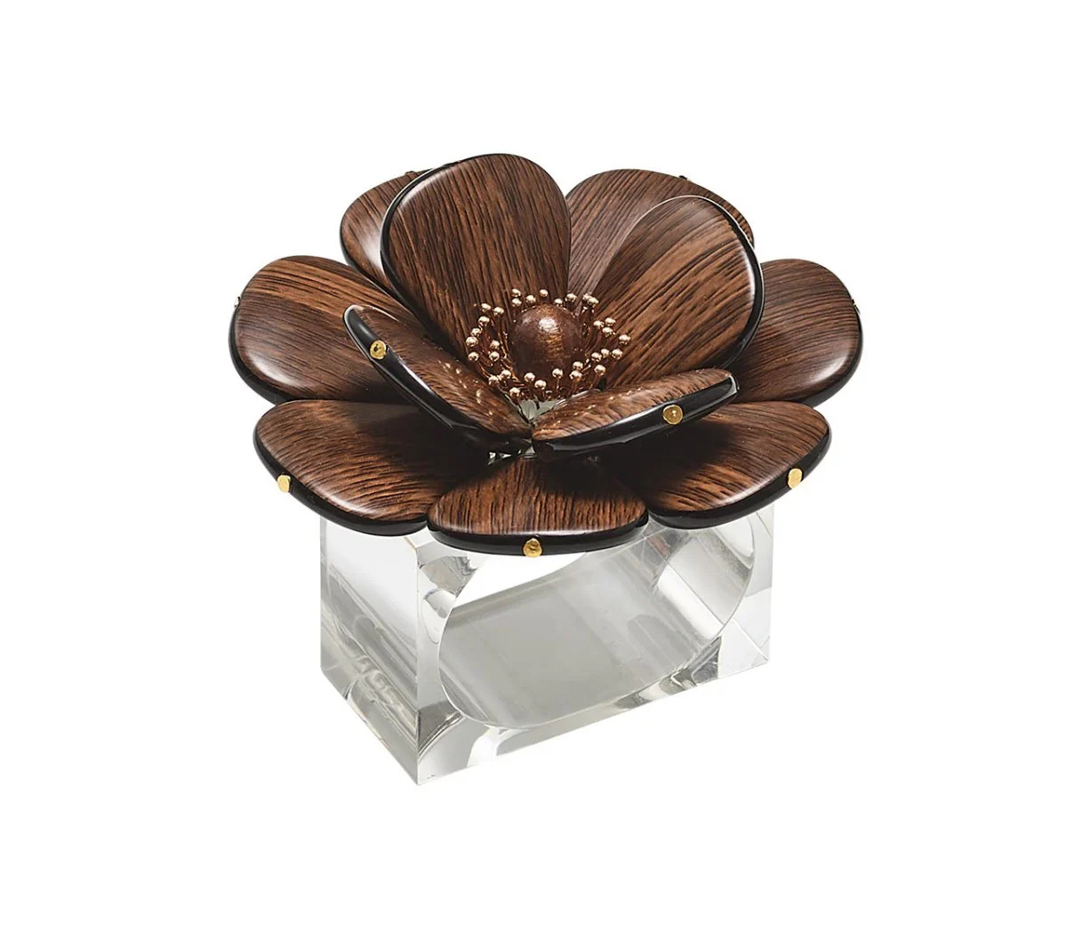 Begonia Napkin Ring in Brown & Gold, Set of 4 | Over The Moon