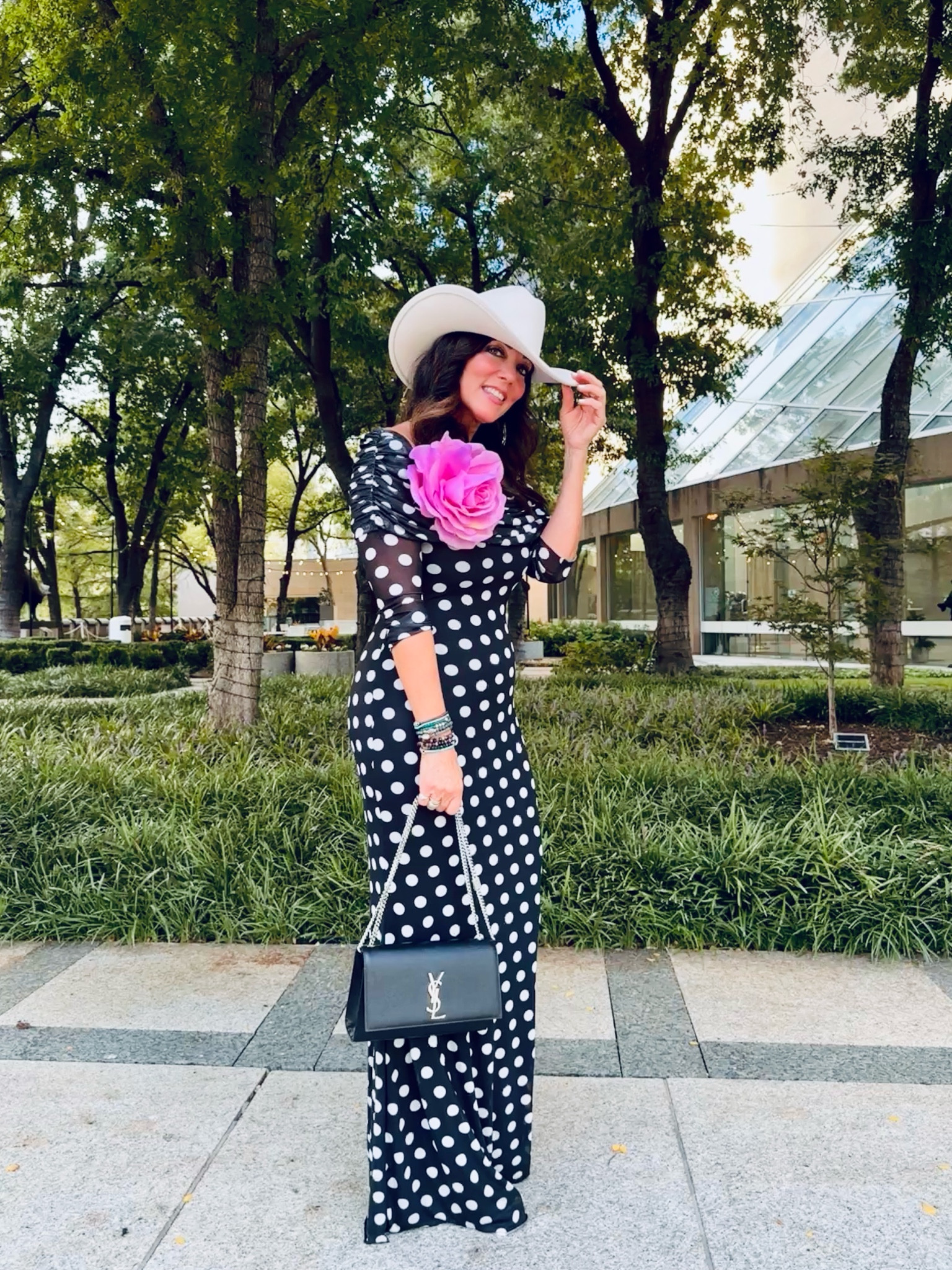 I love polka dots! I felt so comfortable in this stretchy long dress for the LTkcon awards night! 
I added the flower and attached with safety pins. 
Cowboy hat is under$30 from target and I couldn’t be happier with it ❤️❤️❤️❤️5/5 awesome quality and value!

#LTKParties #LTKFindsUnder50 #LTKCon